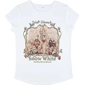 Disney Snow White and Friends Dames Organic Rold Sleeve T-Shirt Roll Sleeve, Wit