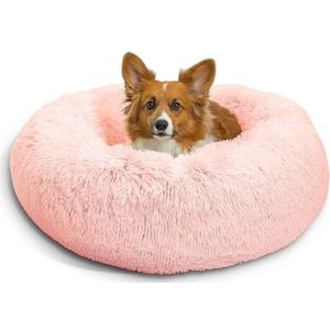Best Friends by Sheri The Original Calming Donut, kussen voor honden/katten, shag, imitatiebont, roze - M - 76 x 76 cm