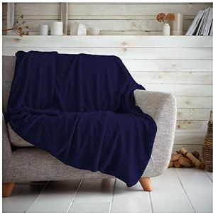 Zachte pluche deken voor bank, marineblauw, 150 x 200 cm