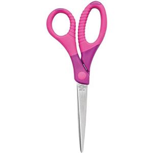 WEDO 773609 Gripy knutselschaar van roestvrij staal met ergonomische rubberen handgrepen, 17,5 cm, roze