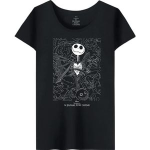 Nightmare Before Christmas Wojackdts022 Dames T-shirt (1 stuk), zwart.