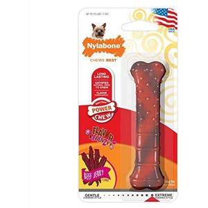 Nylabone Nylabone Dura Hondenspeelgoed, robuust, gestructureerd, ossenaroma, voor honden met extreme krullen, klein, voor honden met een gewicht van maximaal 11 kg, voor honden, maat XS