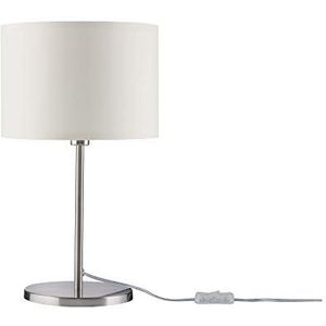 Paulmann Tessa 70923 Tafellamp, rond, 40 W, max. bedlamp, crème/geborsteld ijzer, tafellamp van metaal, E14, zonder lamp