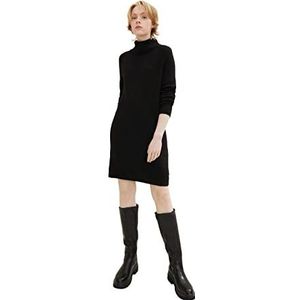 TOM TAILOR Denim Gebreide mini-jurk voor dames met rolkraag, 14482 - Deep Black