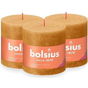 BOLSIUS - Rustieke XXL kaars - geel - 10 cm - 3 stuks - druppelt niet - geurvrije kaarsen, 103668810319