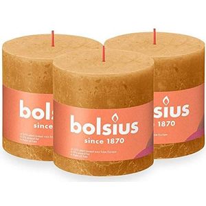 BOLSIUS - Rustieke XXL kaars - geel - 10 cm - set van 3 - druppelt niet - ongeparfumeerde kaarsen, 103668810319