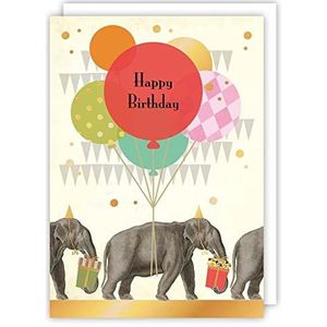 Piet Card Happy Birthday olifanten en ballonnen