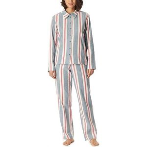 Schiesser Lange flanellen pyjama van 100% katoen met knopen - winter pijama set dames, Veelkleurig 3