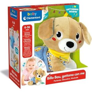 Clementoni Baby Puppy Gattona Con Me - Interactief Italiaans sprekende pluche, liedjes en kinderliedjes, kinderspel 6 maanden om te leren kruipen, eerste stappen, muziekactiviteitencentrum, 17986