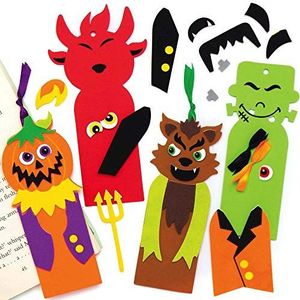 Baker Ross AX239 merksets – Halloweenpagina's – pakket met 6 stuks, maak je eigen boekenmerk voor creatieve knutselprojecten en leer om te lezen