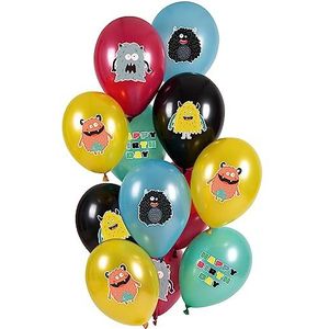 Folat 25152 Lot de 12 ballons en latex Monster Bash 33 cm - Pour anniversaire d'enfant et décoration de fête - Multicolore