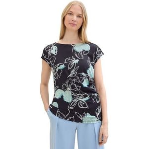 TOM TAILOR 1041554 T-shirt voor dames (1 stuk), 35283 - Marineblauw bloemenpatroon