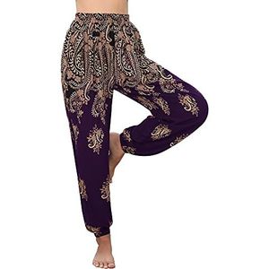 Irevial Hippie harembroek strandbroek yogabroek pilates zomerbroek yogabroek yogabroek lila cashew M, paars/kasjmier