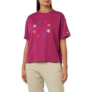 Champion Legacy Graphic Shop W Light Cotton Jersey S-s Crop Boxy Crewneck T-Shirt Femme, Rose Foncé, M