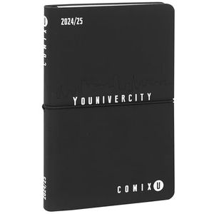 COMIX U Younivercity Agenda 2024-2025, hardcover, sluiting met elastiek en 224 pagina's, ideaal voor universiteit, 11,8 x 18 cm, zwart-wit