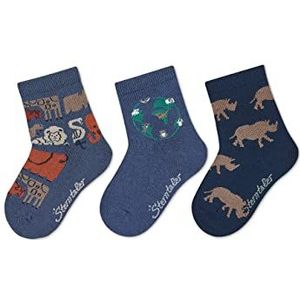 Sterntaler Sokken verpakking van 3 Safari sokken, middelblauw, normaal kinderen, uniseks, middelblauw, Eén maat, middenblauw