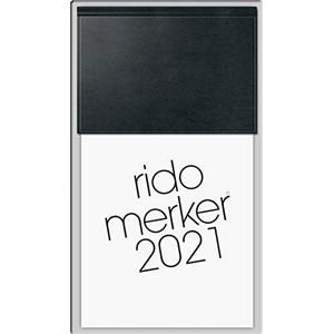 rido/idé Merker 7035083901 bureaukalender, 1 pagina = 1 dag, 108 x 201 mm, skivertex kunststof omslag zwart, kalender 2021