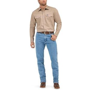 Wrangler Westernwerkoverhemd met lange mouwen, cowboysnit, stevige afwerking, herenhemd (1 stuk), Khaki (stad), L