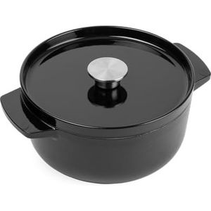 KitchenAid braadpan 22cm - geëmailleerd gietijzer - onyx zwart - rond