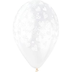25 stuks ""Viva Gli Briposi"" kristallen bruiloftsballonnen van hoogwaardig natuurlijk latex G120 (Ø 33 cm / 13 inch), transparant