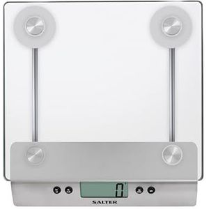 Salter 3003 SSSVDR08 Digitale keukenweegschaal met glazen platform, capaciteit 5 kg, elektronische weegschaal van levensmiddelen en vloeistoffen, toevoegen en wegen, 15 jaar garantie