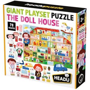 Headu Giant Playset Puzzel The Doll House een groot landschap en meer dan 70 silhouetten Mu55355 educatieve puzzels voor kinderen van 3+ gemaakt in Italië