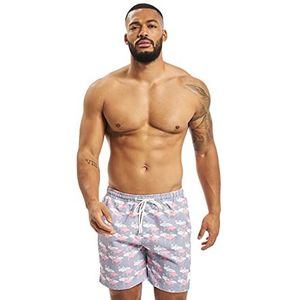 Urban Classics heren zwembroek Pattern Swim Shorts, Flamingo Aop, 4XL