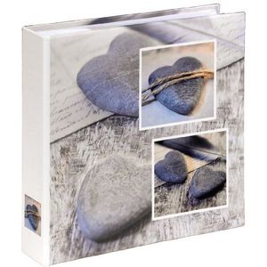 Hama 'Catania' fotoalbum (albumformaat 22 x 22 cm voor 200 foto's in formaat 10 x 15 cm, 100 pagina's, gelamineerd papier, thema bruiloft/vakantie, cd-gleuf, aanpasbaar) grijs