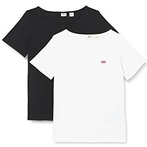 Levi's PL 2 Pack Tee PL 2 Pack White + M Dames T-Shirt (2 stuks), Pl 2 Pack Thee White + & Mineral Black