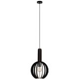 EGLO Velasco hanglamp, ronde kroonluchter in Scandinavische stijl, hanglamp voor woonkamer en eetkamer, hout en zwart metaal, fitting E27
