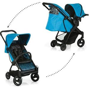 iCOO Acrobat Shop N Drive kinderwagen tot 18 kg met ligfunctie + kofferbakhoes + babyautostoel vanaf de geboorte, inklapbaar, licht, in hoogte verstelbaar, reflectoren, blauw