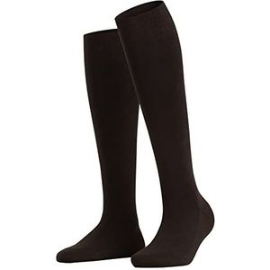FALKE Familie lange sokken voor dames, ademend, duurzaam, katoen, versterkt, effen, klassiek, platte teennaad voor dagelijks gebruik en werk, 1 paar, Bruin (Dark Brown 5239) nieuw - milieuvriendelijk