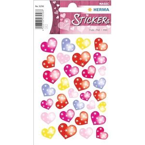 HERMA 3256 Valentijnsdag hartstickers (32 stickers, glanzende folie), stickers, permanente stickers, decoratiestickers voor meisjes en jongens, meerkleurig