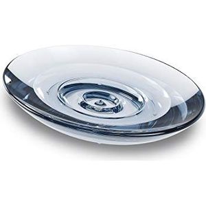 Umbra Droplet zeepbakje van acrylglas, ovaal, met afvoergarnituur voor badkamer en keuken, denim blauw