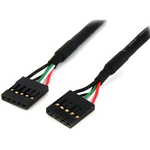 StarTech.com USBINT5PIN24 Interne 5-polige USB-IDC-kabel voor F/F-moederbord, USB-kabel, 5-polig IDC (F) naar 5-polig IDC (F), USB 2.0, 0.6m, zwart