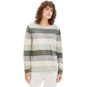 TOM TAILOR 1038920 Sweatshirt voor dames, 31538 - Green Knit Stripe