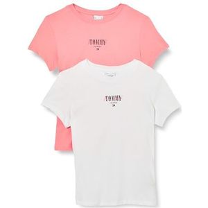 Tommy Jeans T- Shirts Manches Courtes Femme, Multicolore (White/Pink), M