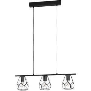 EGLO Mardyke hanglamp 3 lampen moderne industriële hanglamp helder glas metaal zwart eettafel lamp woonkamer hanglamp met E27-fitting