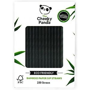 The Cheeky Panda - Bamboe cocktailrietjes (kort) – 250 stuks – kleur: zwart – milieuvriendelijke en biologisch afbreekbare rietjes – ideaal voor platte cocktailglazen