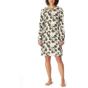 Schiesser Chemise de Nuit À Manches Longues en Coton Modal Sleepshirt Bigshirt-Nightwear Femme, Taupe Floral, 40
