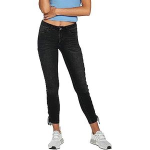 Urban Classics Skinny jeans voor dames van denim met kant, zwart (Black Washed 00709)