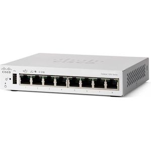 Cisco Catalyst 1200-8T-D Intelligente schakelaar, 8 GE-poorten, Ext PS, desktopcomputer, beperkte levenslange bescherming (C1200-8T-D)