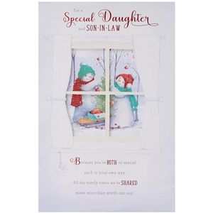 UK Greetings Carte de Noël pour fille et beau-fils – Motif bonhomme de neige