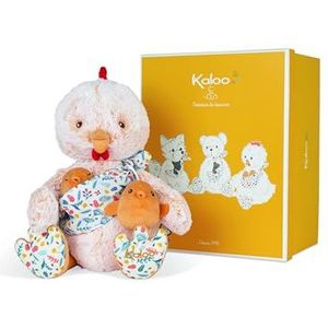 KALOO - Linoo - pluche dier papa kip Paul en zijn baby, 33 cm - vanaf de geboorte - K971001