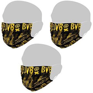 Borussia Dortmund BVB masker design zwart (3 stuks)