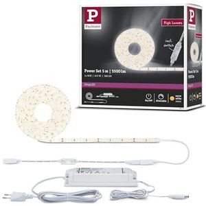 Paulmann SimpLED 78957 5 m Power LED-strip met draaddimmer 1100 lm/m + 1 x 50 W IP44 dimbaar wit 3000K kunststof lichtstrip