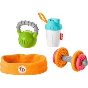 Fisher-Price Kleine sportset met 4 imitatiespeelgoed voor het trainen van de fijne motoriek van baby's, 3 maanden en ouder, GJD49