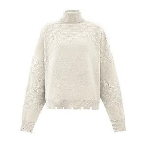 faina Dames coltrui veelzijdig inzetbaar rolkraag modieus acryl wit wol maat XL/XXL trui sweater, gebroken wit, XL, Gebroken wit