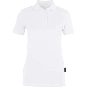 HRM Heavy Stretch Poloshirt voor dames, hoogwaardig poloshirt voor dames, van 95% katoen en 5% elastaan, basic poloshirt tot 40 graden, hoogwaardige en duurzame top voor werkkleding, wit (wit 02-wit), XL, wit (wit 02-wit)