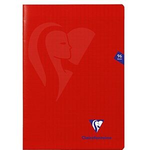 Clairefontaine 333161C Notitieboek Mimesys rood, A4, 21 x 29,7 cm, 96 pagina's, grote ruiten, Clairefontaine papier, wit, 90 g, omslag van polypropyleen